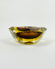 1950s MURANO MANDRUZZATO BROWN AMBER SOMEMRSO GLASS GEODE BOWL