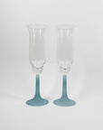 60s SATIN GLASS STEM CHAMPAGNE FLUTES