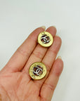 2025 CHANEL TWO TONE PAVE DIAMANTÉ CC DIAL HALO BUTTON PIERCED EARRINGS