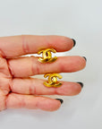 Y2K CHANEL CC BRUSHED GOLD LOGO PIERCED EARRINGS