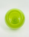 1980s LIME GREEN SPATTER ART GLASS FOOTED POSY VASE