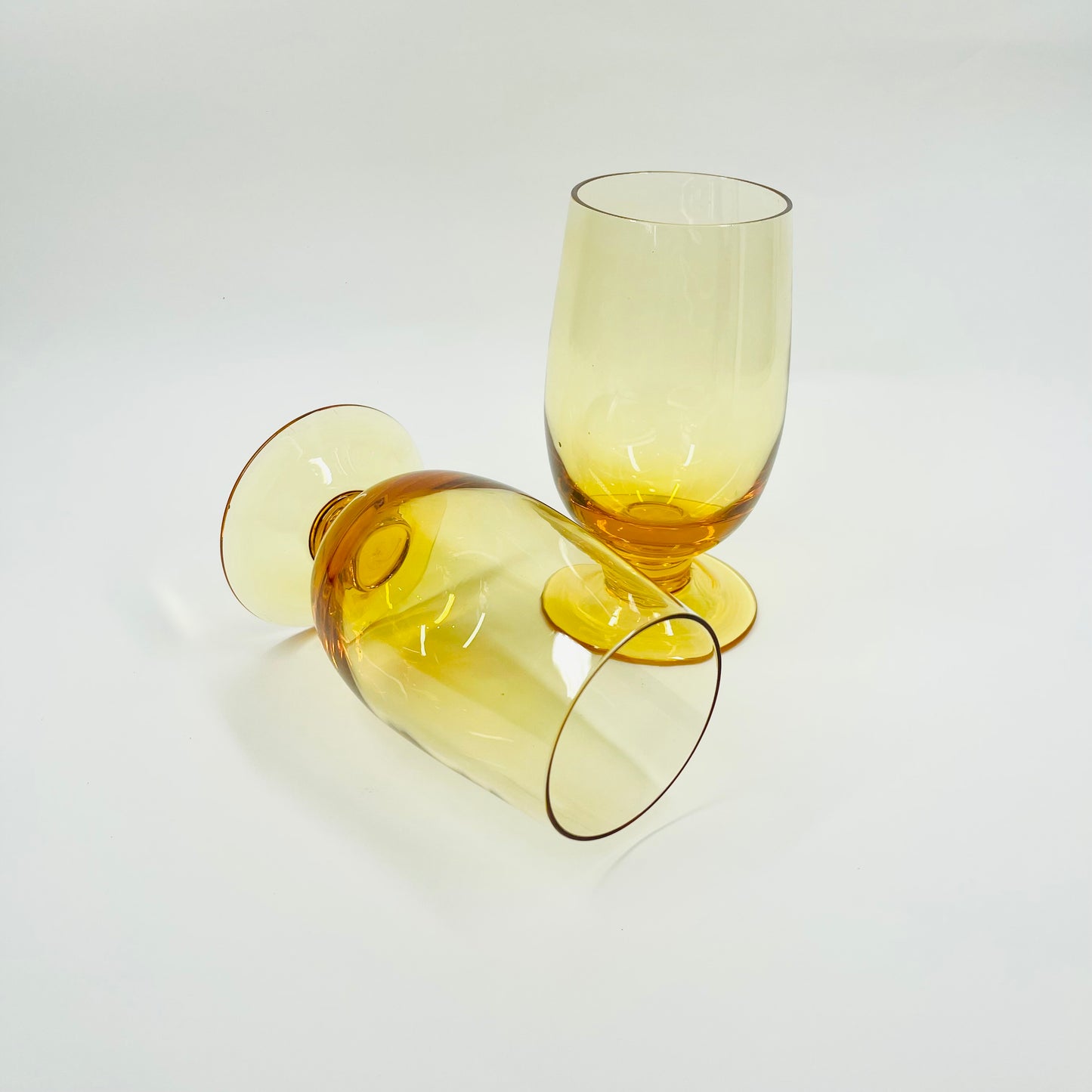 1950s STUART AMBER CRYSTAL FOOTED HIGHBALL