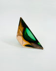 1950s MURANO MANDRUZZATO GREEN SALMON GLASS SOMMERSO FACETED TRIANGULAR GLASS BOWL