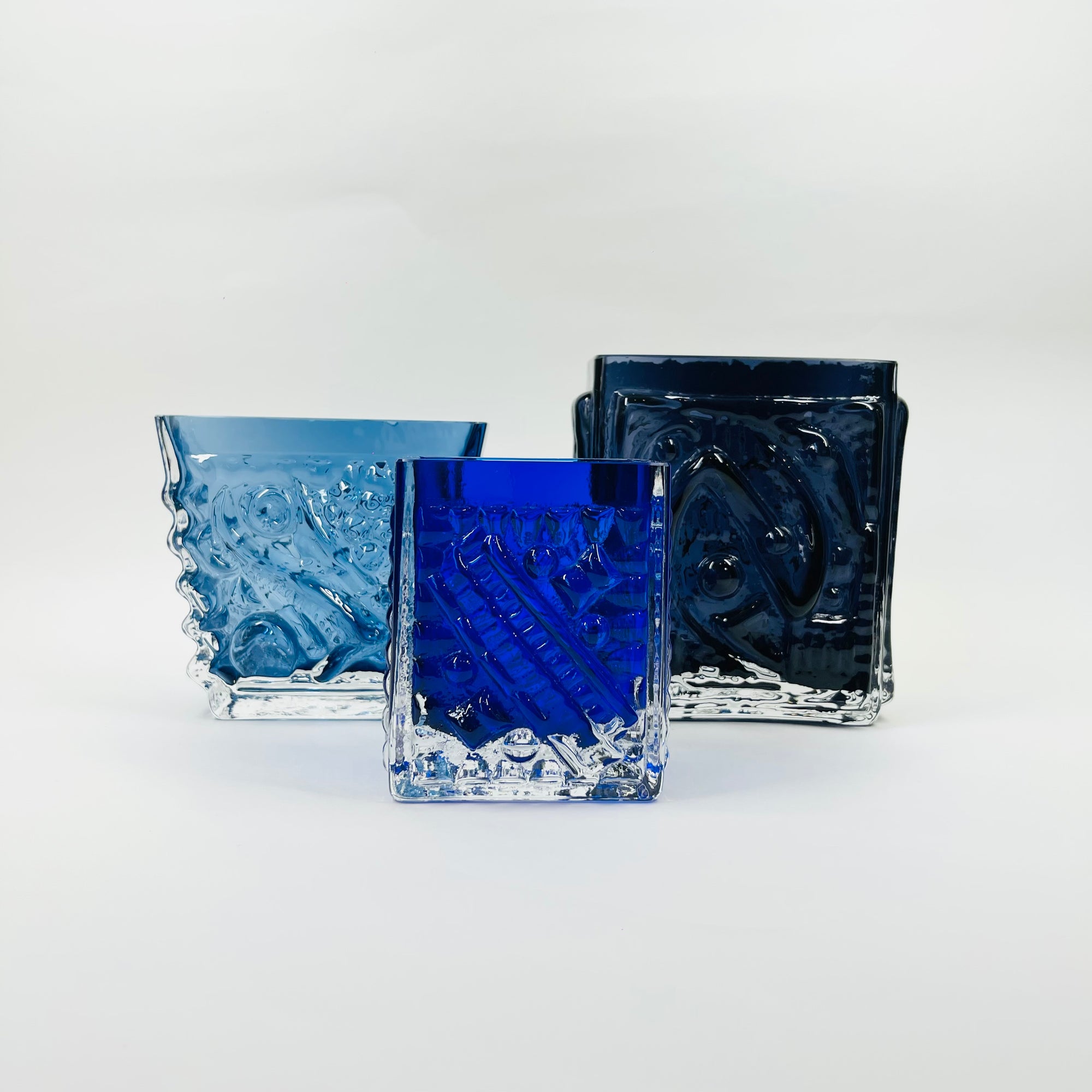 1950s COBALT BLUE BRUTALIST GLASS MINI VASE BY JOSEF SCHOTT