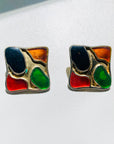 1950s TUTTI FRUITTI PUZZLE CLIP ON EARRINGS