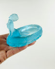 ART DECO BLUE URANIUM GLASS BATHING NUDE PIN DISH/ASHTRAY