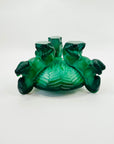 ART DECO MALACHITE GLASS ASHTRAY