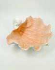 1950s CORAL PINK WHITE PORCELAIN FOOTED SHELL BOWL