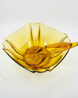 ANTIQUE ART DECO AMBER BOWL WITH MATCHING SERVERY