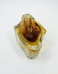 1960s BROWN PURPLE AMBER TEXTURED MURANO SOMMERSO FACETED GLASS BLOCK BOWL/ASHTRAY