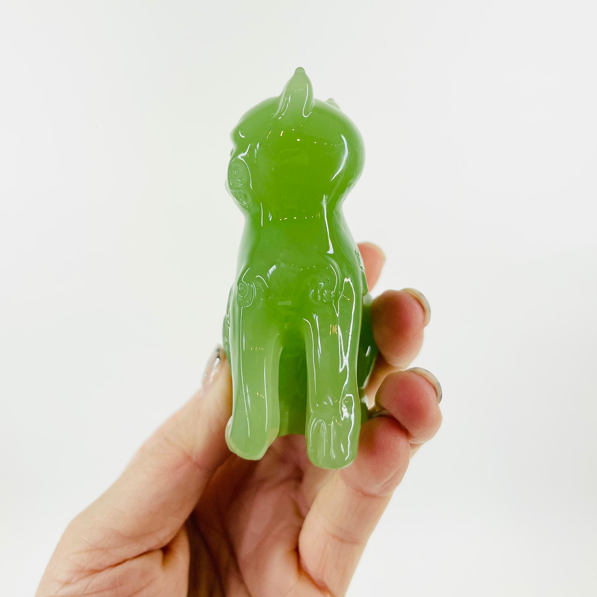 ANTIQUE GREEN JADE GLASS MINI CAT
