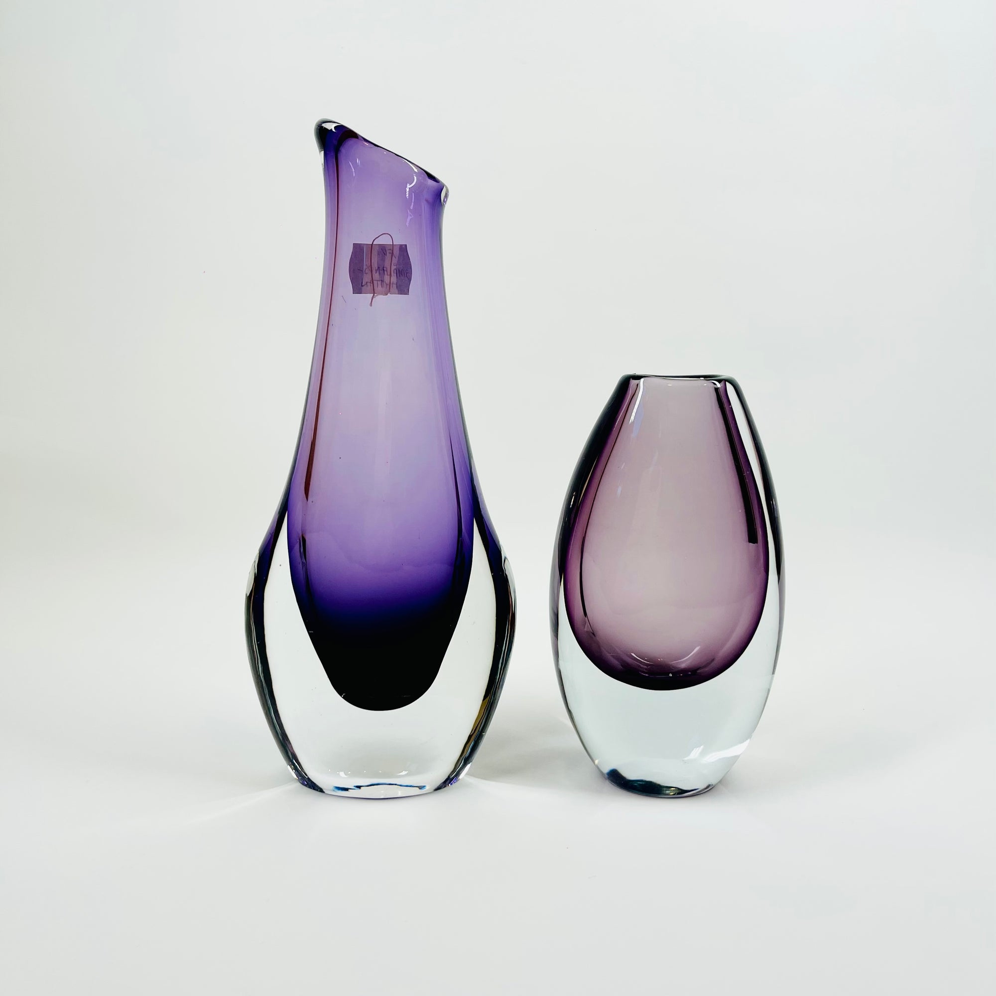 1950s PURPLE SOMMERSO GLASS POSY VASE BY GUNNAR NYLUND FOR STROMBERGSHYTTAN
