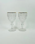 1950s FRENCH PRESSED CRYSTAL GLASSES WITH GOLD RIM