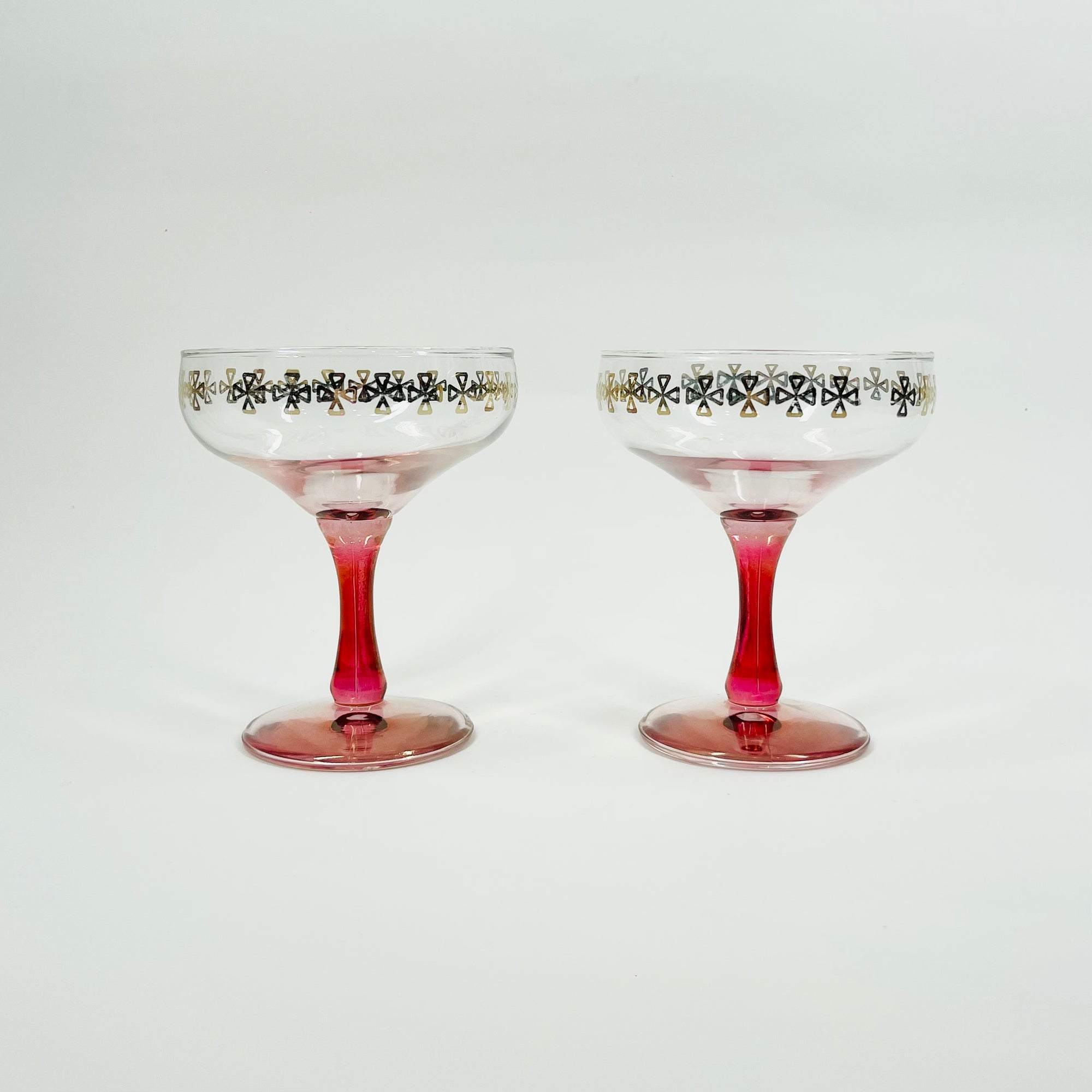 1950s FLASHED CRANBERRY IRIDESCENT COUPE