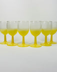 1970s HAND PAINTED YELLOW WINE GLASSES