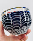 1960s FLYGSFORS BLUE OPTICAL ART GLASS BOWL