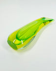1960s MURANO LIME GREEN SOMMERSO GLASS SWUNG VASE