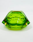 1950s GREEN YELLOW MURANO MANDRUZZATO SOMMERSO FACETED GLASS BOWL/ASHTRAY