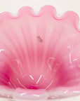 XL 1950s PINK MURANO OPALINE GLASS CLAM SHELL BOWL