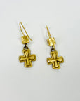 1993 CHANEL PARIS CROSSES DROP PIERCED EARRINGS