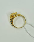 1970s 18k YELLOW GOLD BLUE SAPPHIRE LEOPARD RING