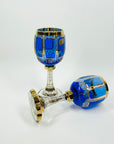 1930s MOSER GILT GOLD ENAMELED COBALT BLUE GLASS GOBLETS