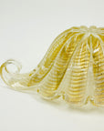 1940s BAROVIER GOLD SOMEMRSO GLASS BOWL WITH SCROLL HANDLES