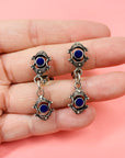 ANTIQUE SILVER LAPIS EARRINGS
