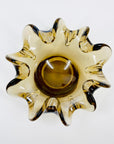 1950s MURANO BROWN PINCHED RUFFLE RIM SOMMERSO GLASS BOWL/ASHTRAY