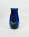 1980s MOUTH BLOWN AUSTRALIAN STUDIO PURPLE IRIDESCENT GLASS POSY VASE WITH POLKA DOTS