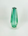 1980s TURQUOISE YELLOW SOMMERSO GLASS HEXAGON MANDRUZZATO VASE