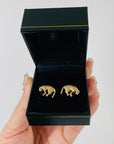 1950s 14K GOLD PANTHER STUD EARRINGS