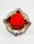 1950s FACETED MURANO RED YELLOW GEODE BOWL