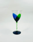 1970s TURDA GREEN BLUE INK STEMS WINE GLASS