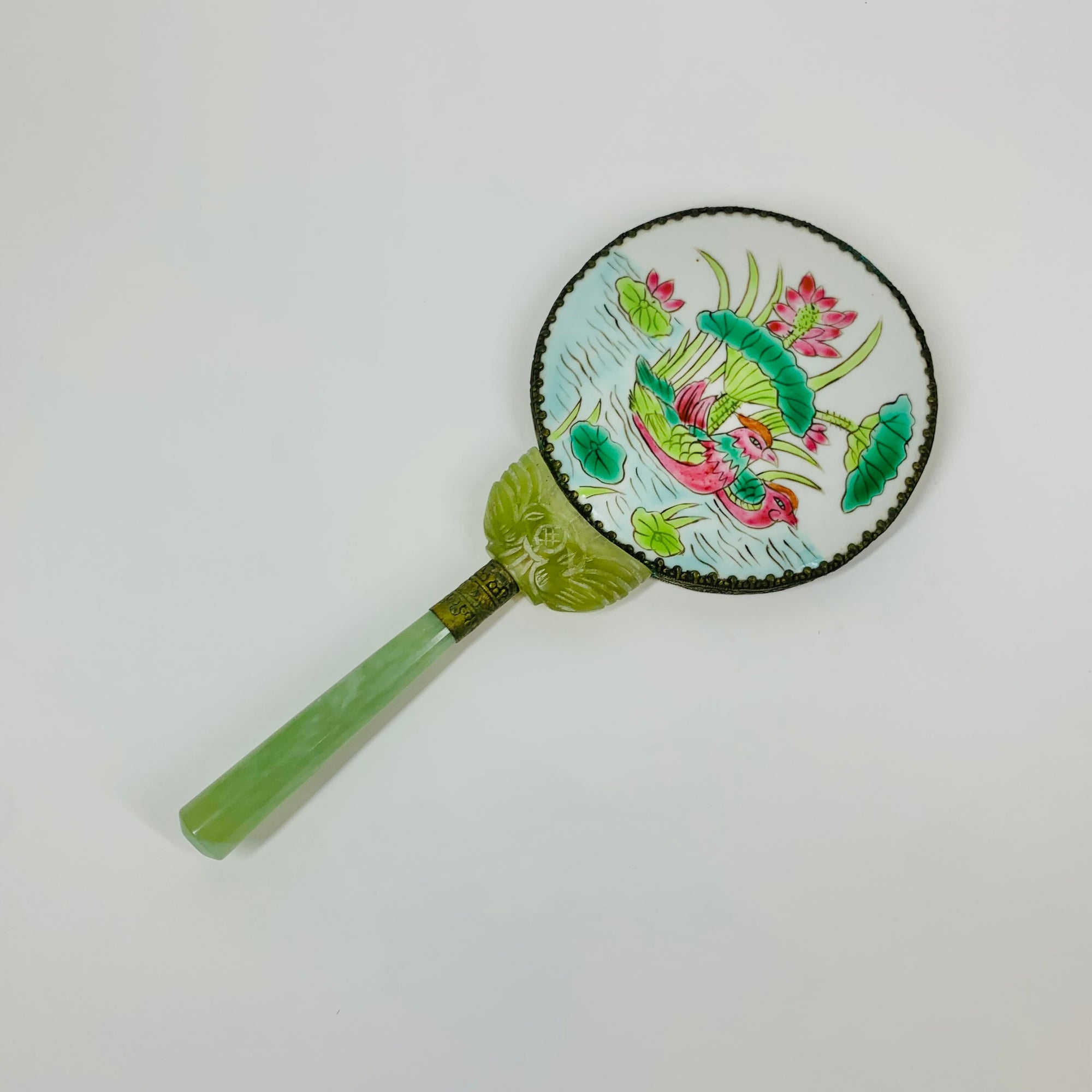ANTIQUE JADE HAND MIRROR