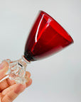 1950s ANCHOR HOCKING BERWICK BUBBLE FOOT RUBY GLASSES