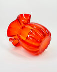 1950s JAPANESE RED/ORANGE OMBRE GLASS BASKET/VASE