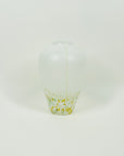 1980s HAND MADE CASED WHITE YELLOW GREEN SPATTER ART GLASS POSY VASE