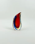 SIGNED 1950s ITALIAN MURANO HARLEQUIN SOMMERSO GLASS MINI SWUNG VASE