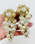 1950s PEARL GRAPES CLUSTERS CLIP ON EARRINGS