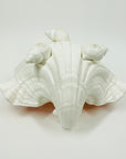1950s CORAL PINK WHITE PORCELAIN FOOTED SHELL BOWL