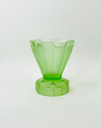 ANTIQUE GREEN SATIN URANIUM GLASS FLOWER FROG