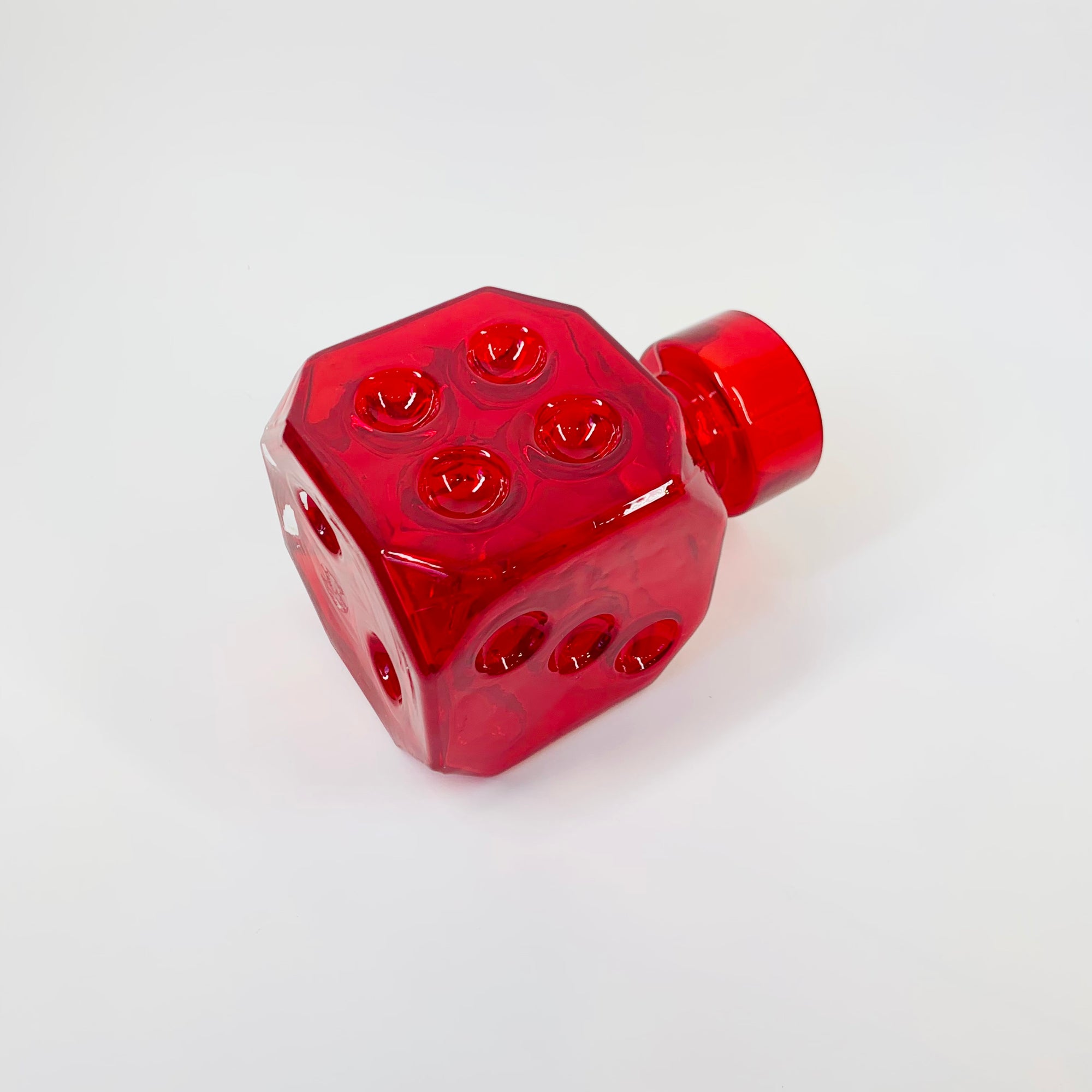1950s RED Cube GLASS VASE BY ERKKITAPIO SIROINEN FOR RIIHIMÄEN LASI FINLAND