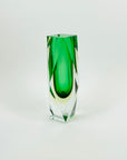 1950s MURANO FACETED SMALL BLOCK GREEN MANDRUZZATO VASE