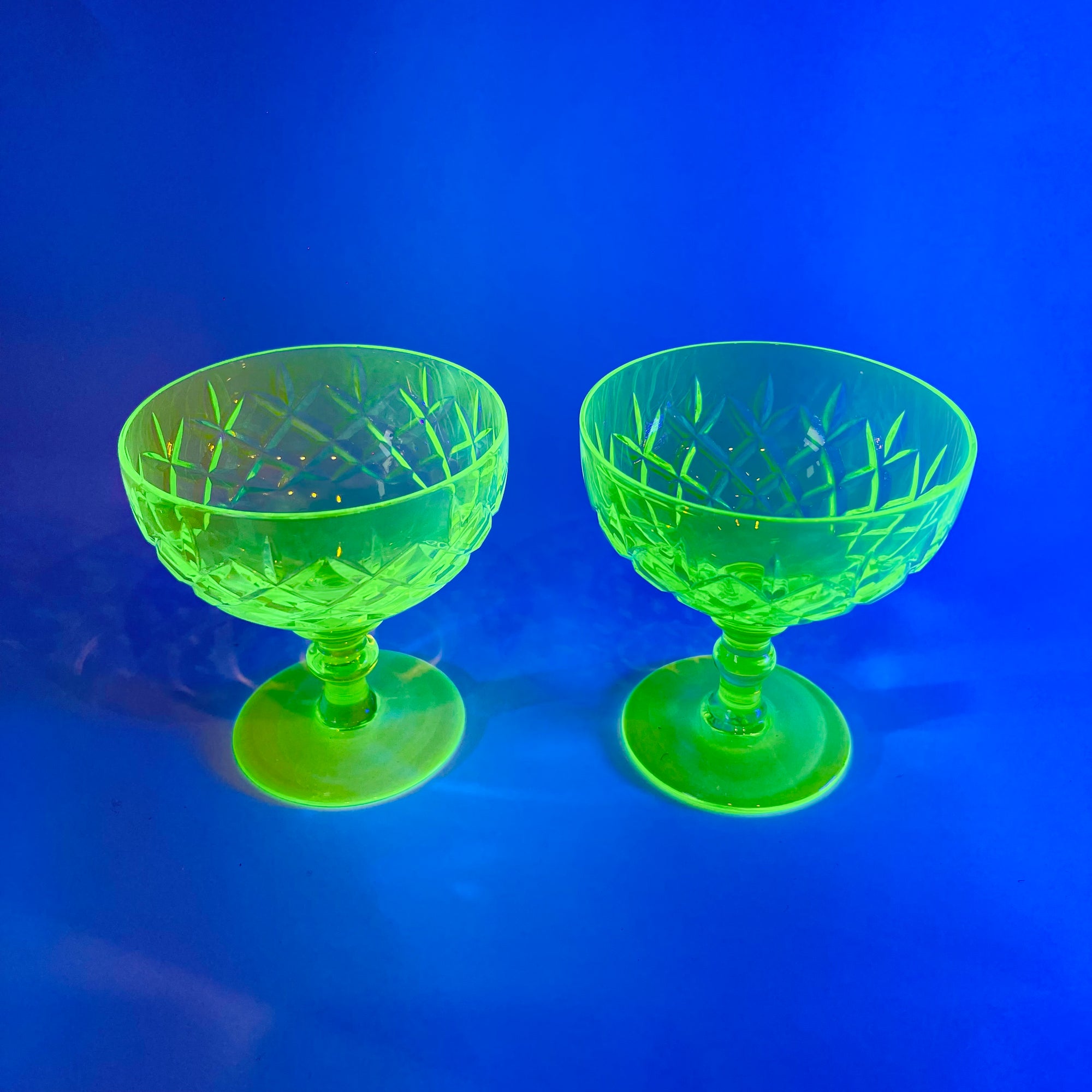 ANTIQUE URANIUM GLASS WHISKEY SET