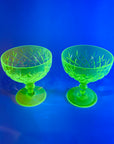 ANTIQUE URANIUM GLASS COUPE GLASSES