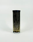 VINTAGE ISLE OF WIGHT BLACK GOLD SILVER FOIL TUBE ART GLASS VASE