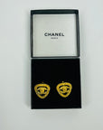 2008 CHANEL CC LOGO TWIST ROPE TRIANGLE CLIP ON EARRINGS