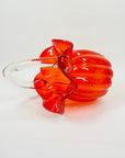 1950s JAPANESE RED/ORANGE OMBRE GLASS BASKET/VASE