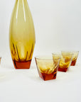 ANTIQUE ART DECO HAND CUT MOSER AMBER CRYSTAL DECANTER SET